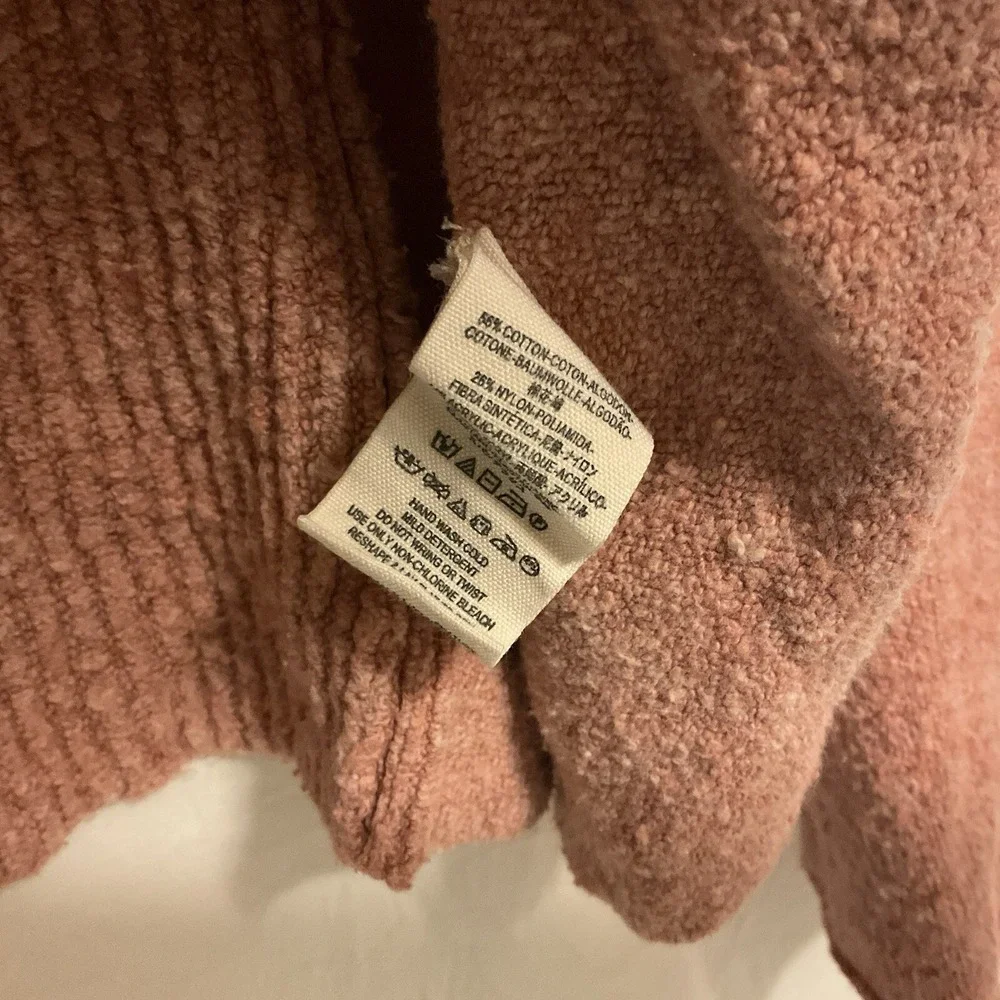 Free People‎ Textured Knit Cropped Sweater Rose Gold Zipper Back XS